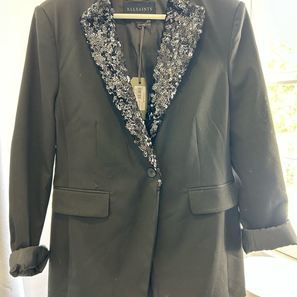 All Saints NEW WITH TAGS Black Sequin Blazer - Picture 4 of 9